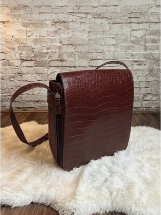 Marlo Handbags - Marlo Croc-Embossed Crossbody Bag in Deep Brown